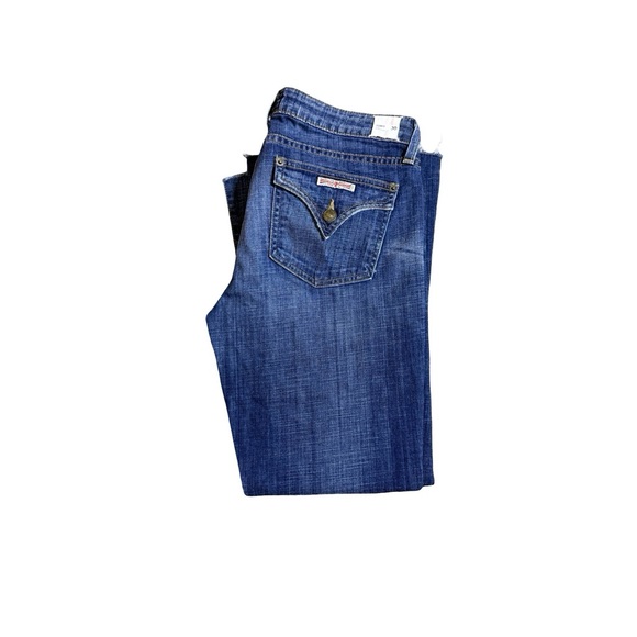 Hudson Womens Blue Denim Bootcut Flare Jeans Size 30 Fringe Edges - Picture 1 of 11